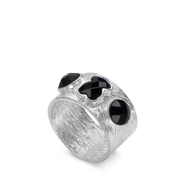 TOUS Minerva Ring Silver and Onyx - Picture 1 of 4